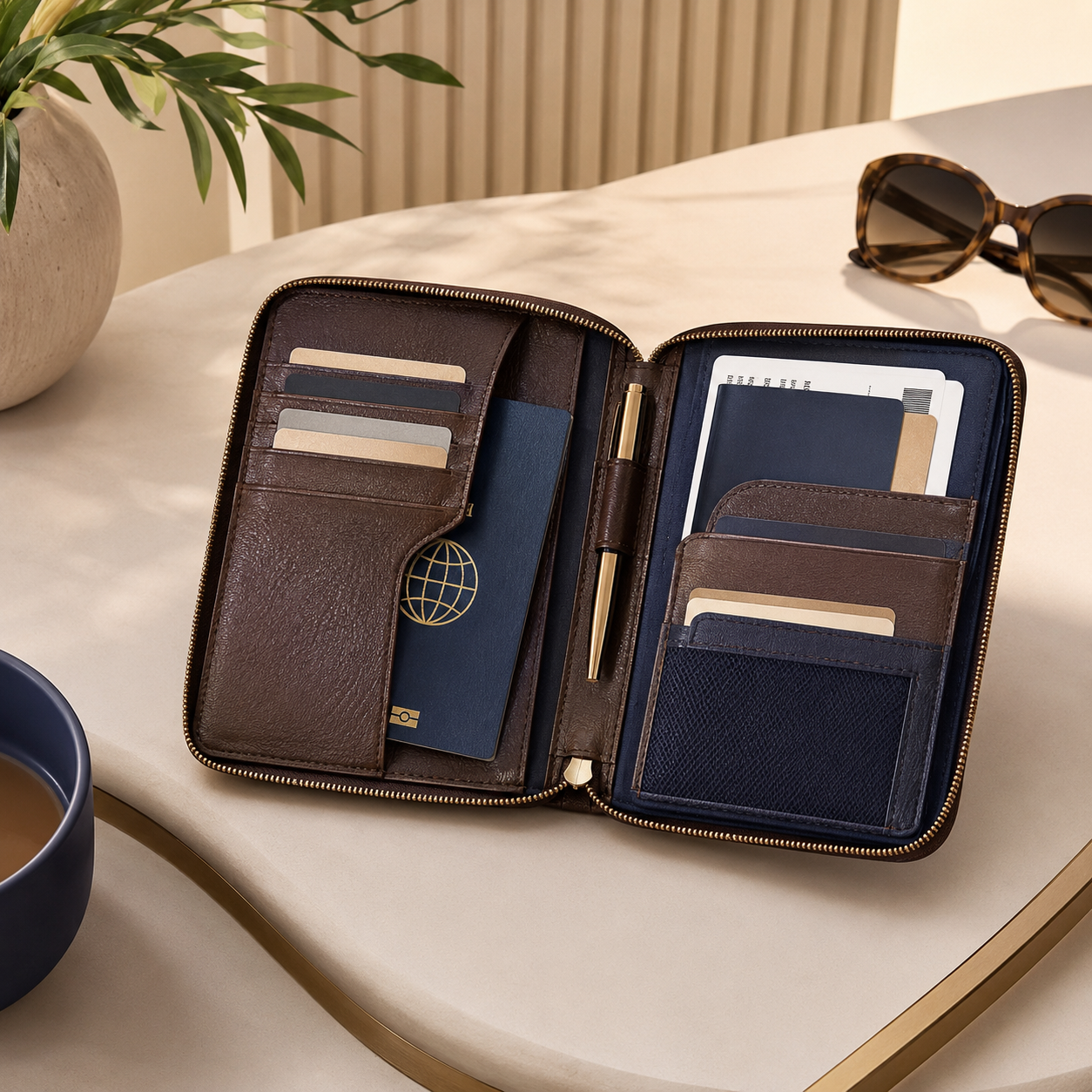 Travel Passport Wallet Organizer