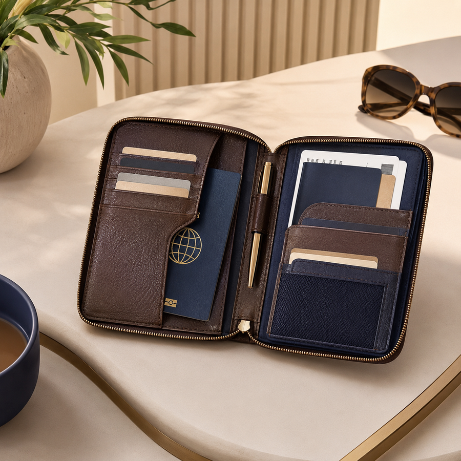 Travel Passport Wallet Organizer