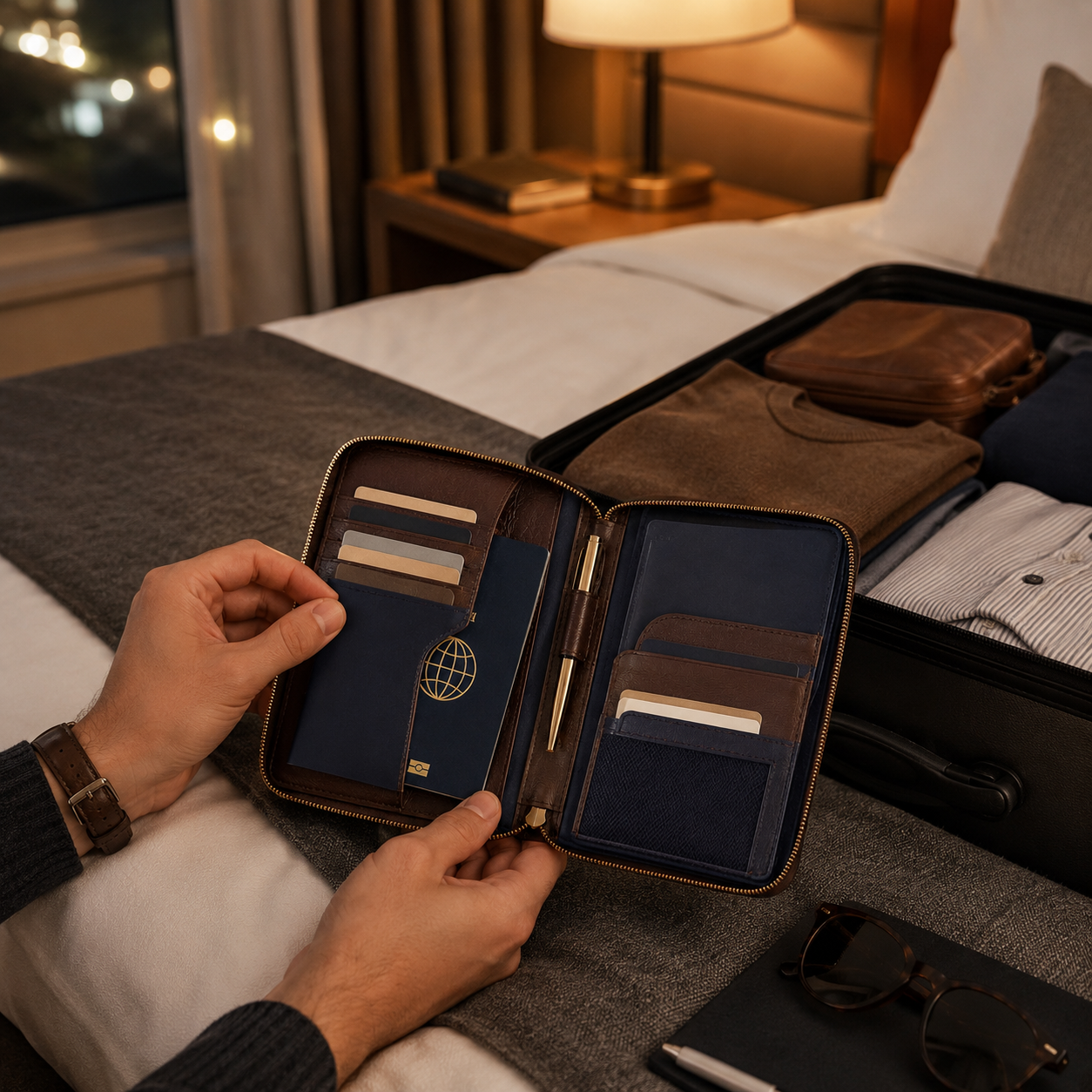 Travel Passport Wallet Organizer