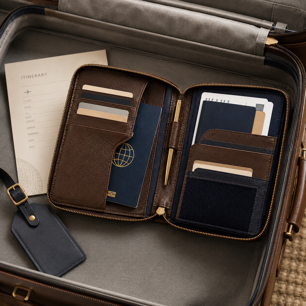 Travel Passport Wallet Organizer