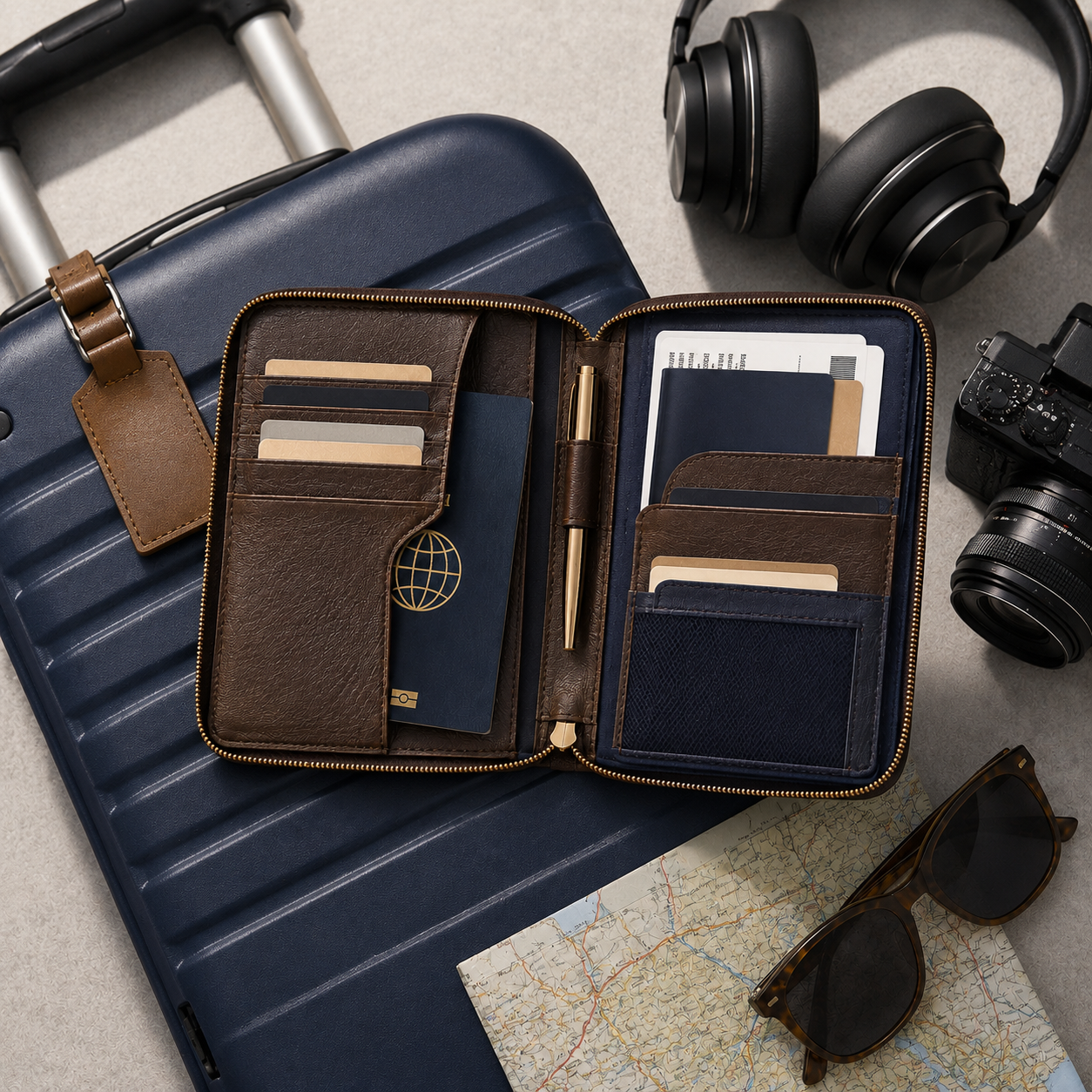 Travel Passport Wallet Organizer