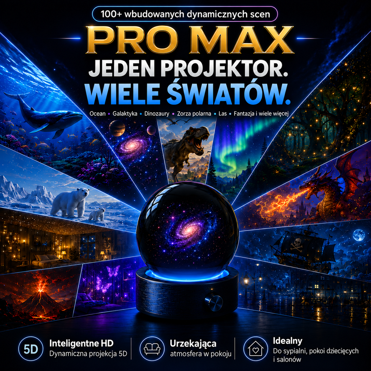 Inteligentny projektor BVJ® 2026 PRO MAX 5D – światy w zasięgu ręki 🌎 Stwórz ponad 100 immersyjnych światów dzięki sterowaniu przez Bluetooth i efektom dźwiękowym