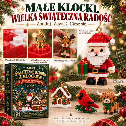 🎄🧱 Zbuduj i zawieś świąteczny kalendarz odliczający dni – 24 miniaturowe ozdoby z klocków