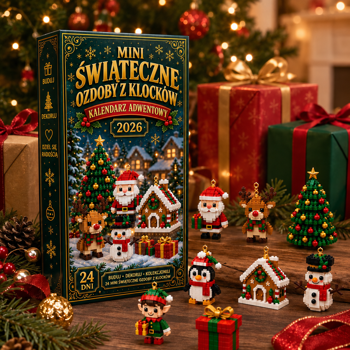 🎄🧱 Zbuduj i zawieś świąteczny kalendarz odliczający dni – 24 miniaturowe ozdoby z klocków