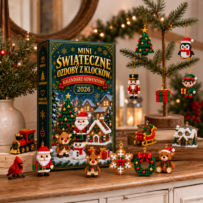 🎄🧱 Zbuduj i zawieś świąteczny kalendarz odliczający dni – 24 miniaturowe ozdoby z klocków